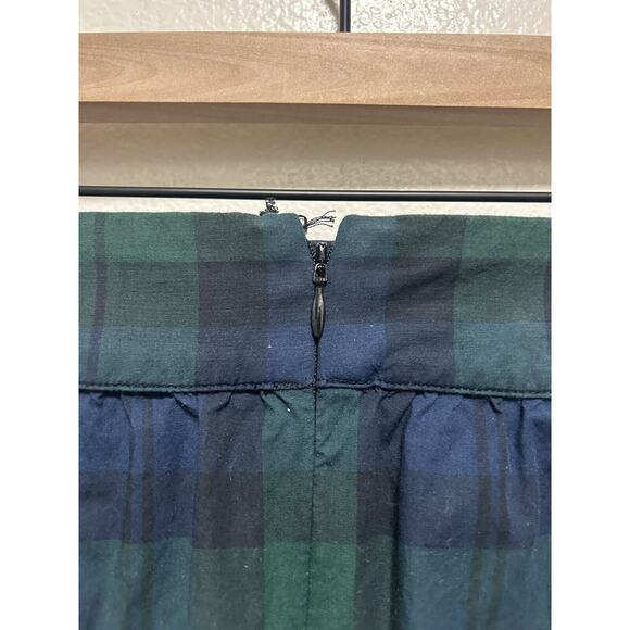 J Crew Midi Skirt Blackwatch Plaid Tartan Green Navy Ruffle Size XL ESTIMATE - Picture 4 of 6